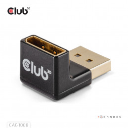 CLUB3D DISPLAYPORT MALE TO DISPLAYPORT 1.4 FEMALE 90 DEGREE ANGLED ADAPTER 4K120HZ M F - Adapter