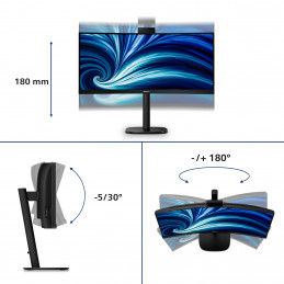 Philips 3000 series 34B2U3600CH 00 tietokoneen litteä näyttö 86,4 cm (34") 3440 x 1440 pikseliä Wide Quad HD LCD musta