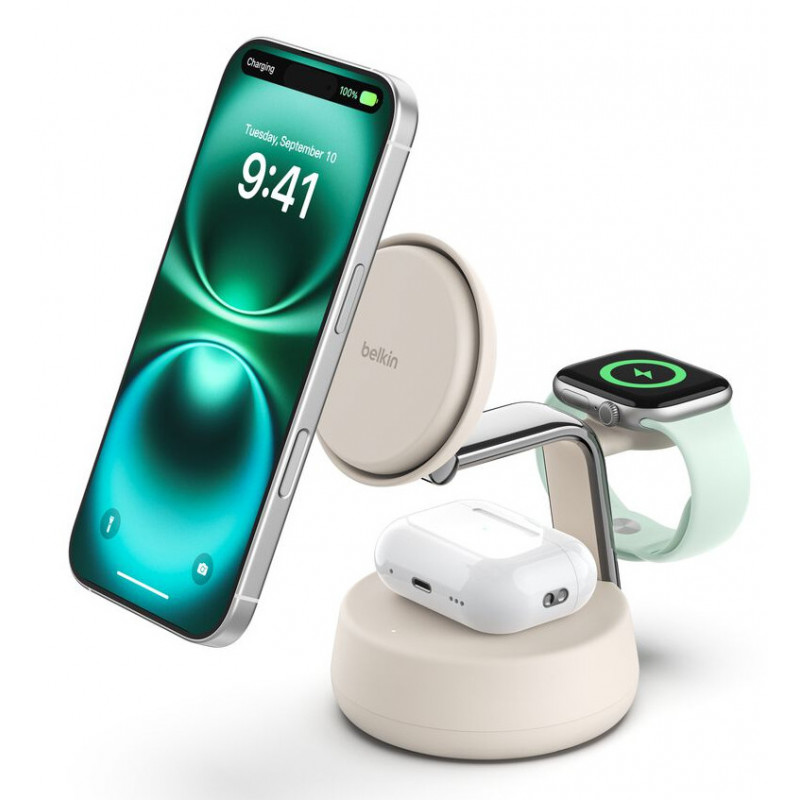 Belkin Qi2 Fitness tracker, Kuulokkeet, Älypuhelin, Älykello Valkoinen USB Langaton lataaminen Pikalataus Sisätila