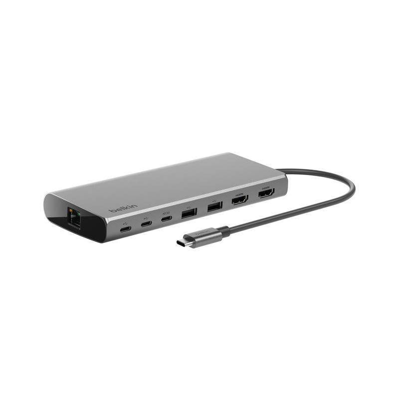 Belkin INC015BTSGY-CZ kannettavien tietokoneiden telakka ja porttitoistin Langallinen USB 3.2 Gen 1 (3.1 Gen 1) Type-C Alumiini
