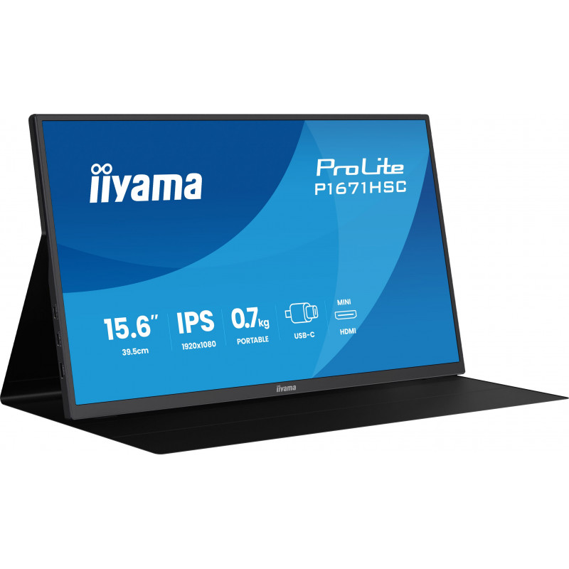 iiyama ProLite P1671HSC-B1 tietokoneen litteä näyttö 39,6 cm (15.6") 1920 x 1080 pikseliä Full HD LED musta