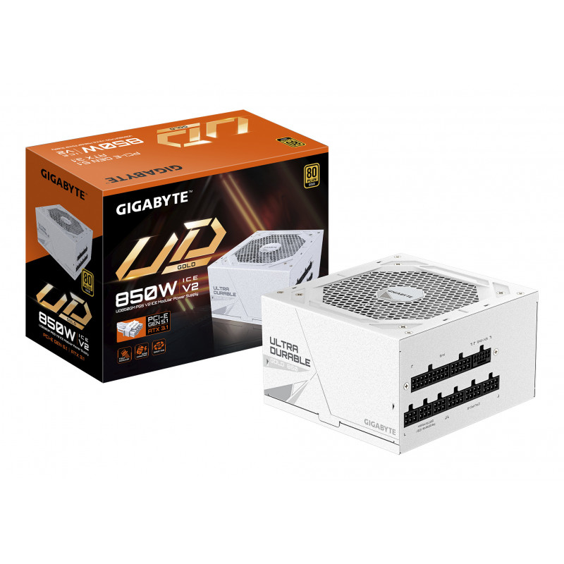 GIGABYTE UD850GM PG5 V2 ICE virtalähdeyksikkö 850 W 20+4 pin ATX ATX Valkoinen