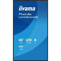 iiyama LH4364UHS-B1AG infonäyttö Digitaalinen litteä infotaulu 109,2 cm (43") LED Wi-Fi 500 cd m² 4K Ultra HD musta