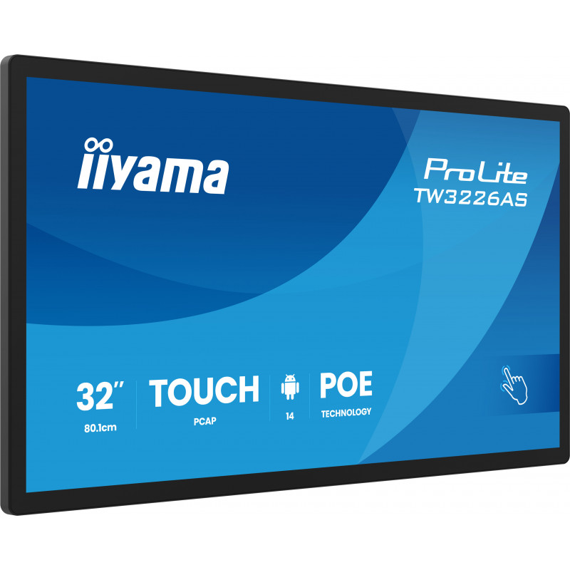 iiyama TW3226AS-B3P infonäyttö Interaktiivinen litteä paneeli 80 cm (31.5") LED Wi-Fi 500 cd m² Full HD musta Kosketusnäyttö