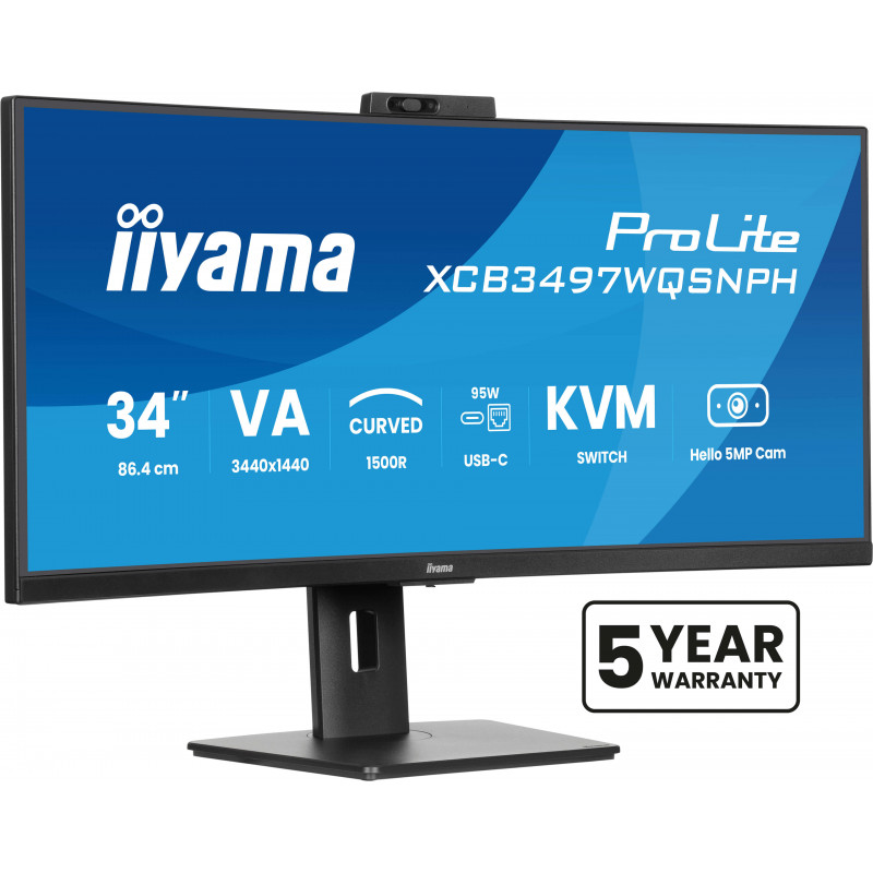 iiyama ProLite XCB3497WQSNPH-B1 tietokoneen litteä näyttö 86,4 cm (34") 3440 x 1440 pikseliä UltraWide Quad HD LED musta