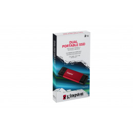 Kingston Technology Dual Portable 2 TB USB Type-A   USB Type-C 3.2 Gen 2 (3.1 Gen 2) musta, Punainen