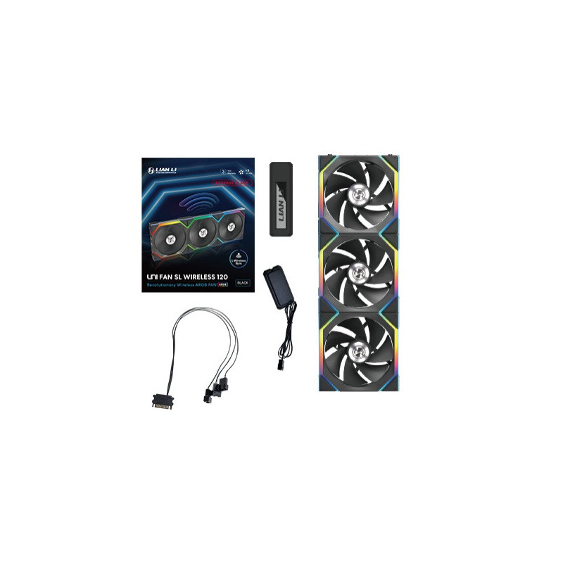 Lian Li UNI FAN SL Wireless 120 Reverse Blade Tietokonekotelo Tuuletin 12 cm musta 3 kpl