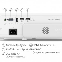 BenQ TK710STi Lähiprojektori 3200 ANSI lumenia DLP UHD 4K (3840x2160) 3D musta, Valkoinen