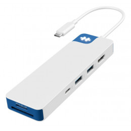 HYPER HD4102BUGL keskitin USB 3.2 Gen 1 (3.1 Gen 1) Type-C 5000 Mbit s Sininen, Valkoinen