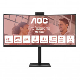 AOC E4 CU34E4CW tietokoneen litteä näyttö 86,4 cm (34") 3440 x 1440 pikseliä UltraWide Quad HD LED musta