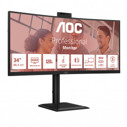 AOC E4 CU34E4CW tietokoneen litteä näyttö 86,4 cm (34") 3440 x 1440 pikseliä UltraWide Quad HD LED musta