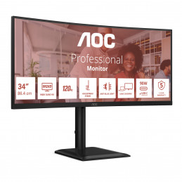AOC E4 CU34E4CV tietokoneen litteä näyttö 86,4 cm (34") 3440 x 1440 pikseliä UltraWide Quad HD LCD musta