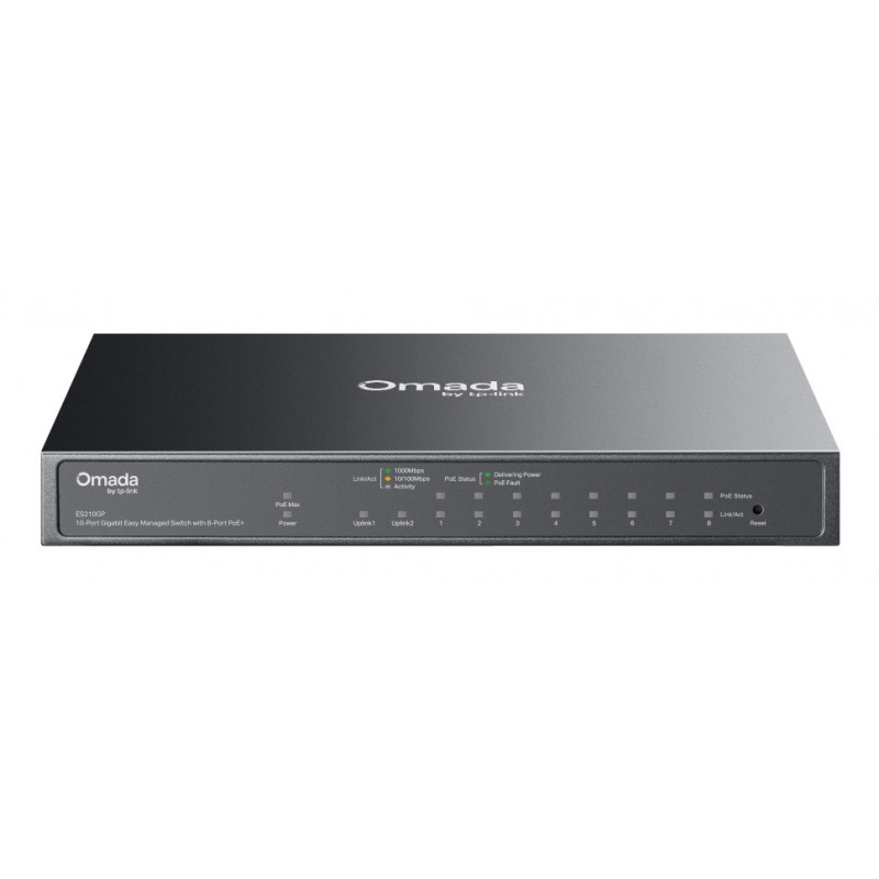 TP-Link Omada ES210GP verkkokytkin Hallittu L2 Gigabit Ethernet (10 100 1000) Power over Ethernet -tuki DIN rail musta