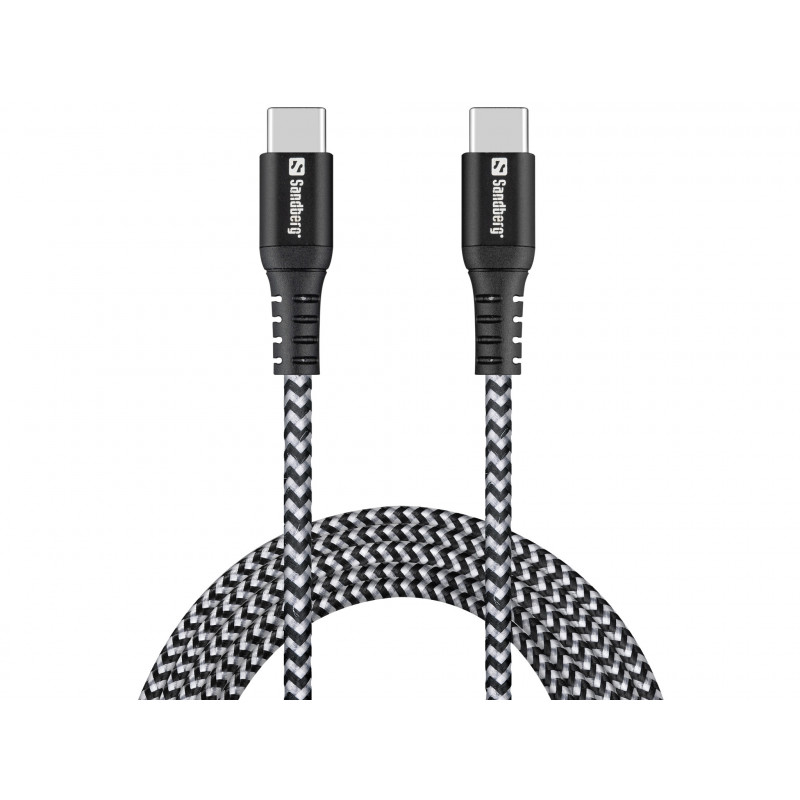 Sandberg 441-67 USB-kaapeli USB 2.0 2 m USB C musta, Valkoinen