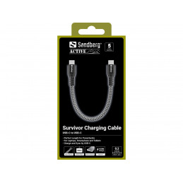 Sandberg 441-66 USB-kaapeli USB 2.0 0,2 m USB C musta, Valkoinen
