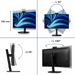 Philips 3000 series 32B2U3601H 00 tietokoneen litteä näyttö 80 cm (31.5") 2560 x 1440 pikseliä Quad HD LCD musta