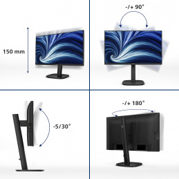 Philips 3000 series 24B2U3301 00 tietokoneen litteä näyttö 60,5 cm (23.8") 1920 x 1080 pikseliä Full HD LCD musta