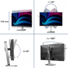 Philips 4000 series 27B2N4500 00 tietokoneen litteä näyttö 68,6 cm (27") 2560 x 1440 pikseliä Quad HD LCD Harmaa