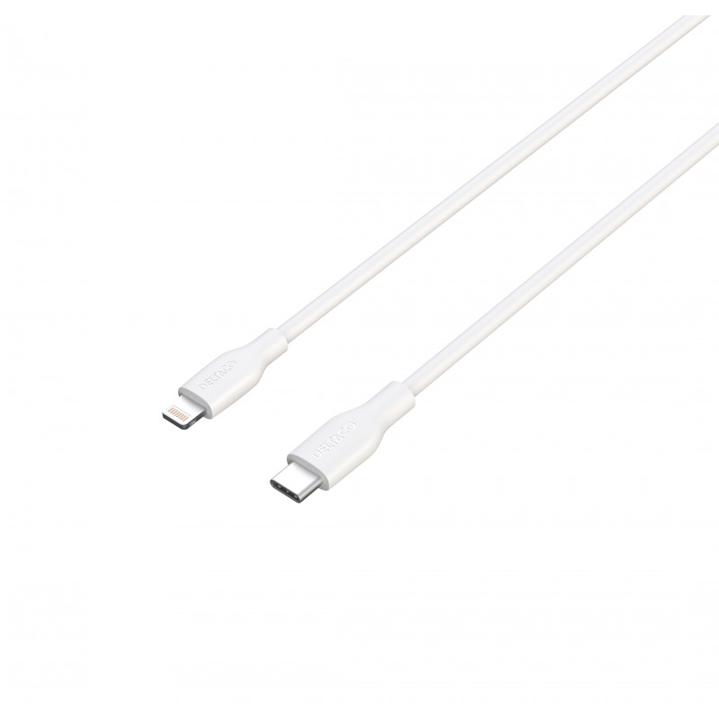 Deltaco USB-C - Lightning kaapeli, 2m, valkoinen