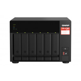 QNAP TS-673A-SW5T NAS- ja tallennuspalvelimet Tower Ryzen Embedded V1500B 8 GB DDR4 0 TB QNAP QTS musta