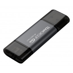 Team Group X1 USB 3.2 Gen1 USB-muisti 64 GB USB Type-A   USB Type-C 3.2 Gen 1 (3.1 Gen 1) musta, Harmaa