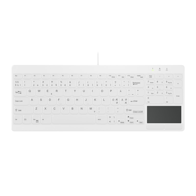 Contour Design Contour Active Key QuickClean Medical Keyboard IP68 Touchpad Compact Wired White PN C7412