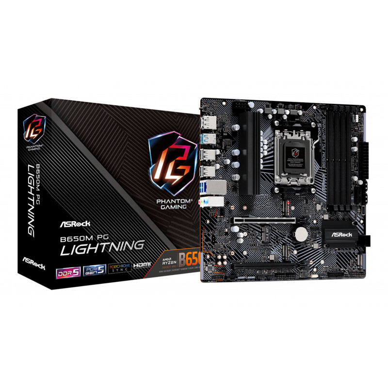 Asrock B650M PG Lightning AMD B650 Pistoke AM5 mikro ATX