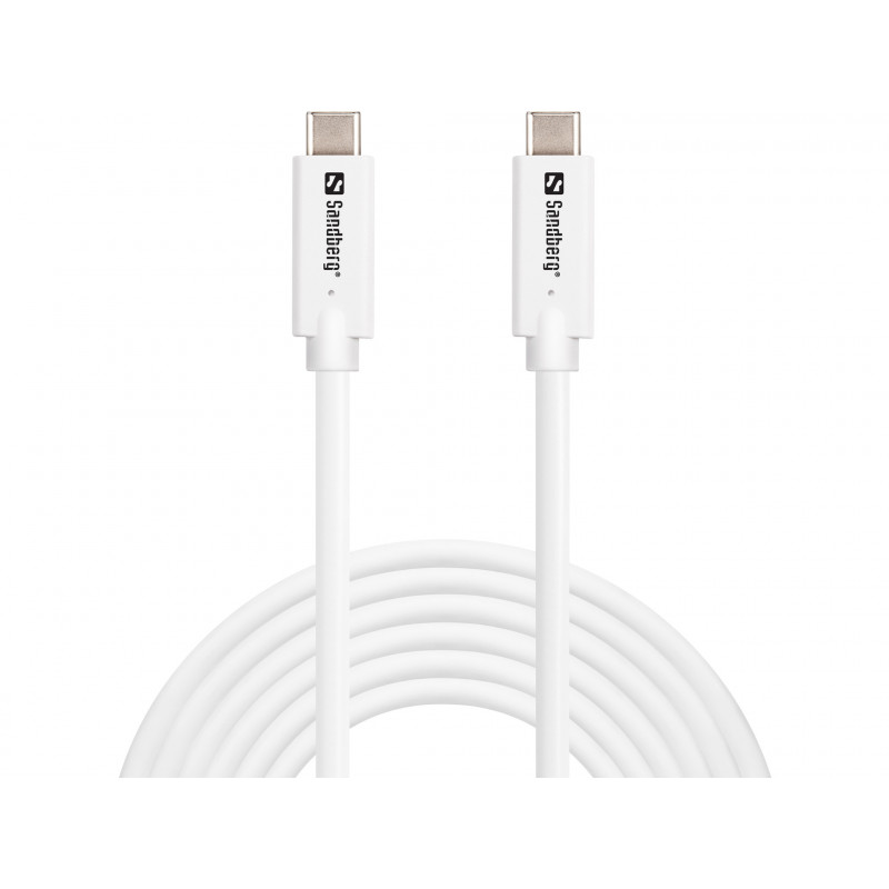 Sandberg 136-75 USB-kaapeli USB 3.2 Gen 2 (3.1 Gen 2) 3 m USB C Valkoinen