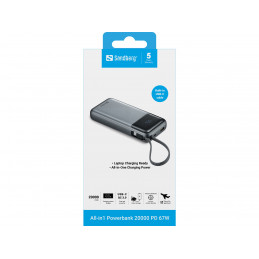 Sandberg 421-29 akku- ja paristolaturi Litium polymeeri (LiPo) 20000 mAh musta, Harmaa