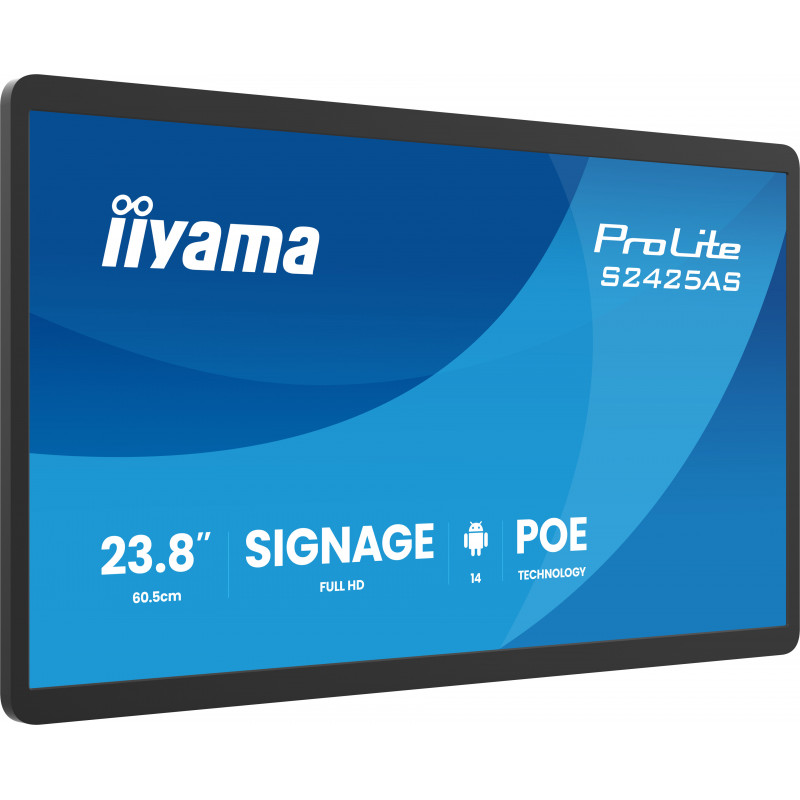 iiyama ProLite S2425AS-B1P Digitaalinen litteä infotaulu 60,5 cm (23.8") LCD Wi-Fi 500 cd m² Full HD musta Sisäänrakennettu