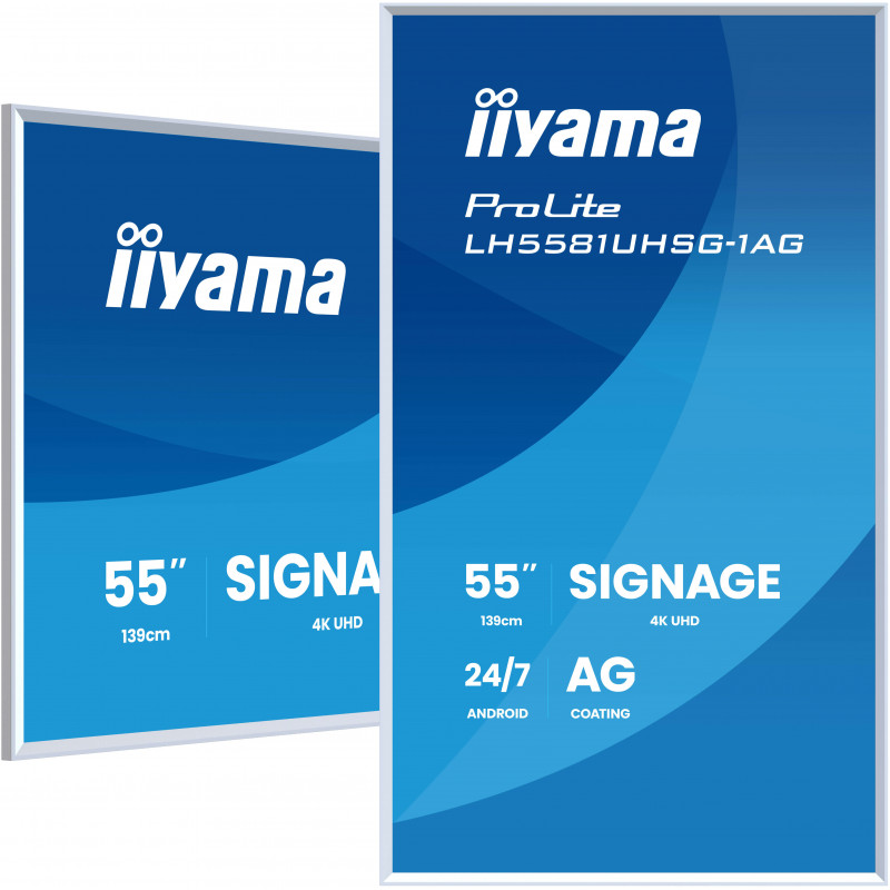 iiyama LH5581UHSG-1AG infonäyttö Digitaalinen litteä infotaulu 138,7 cm (54.6") Wi-Fi 500 cd m² 4K Ultra HD Valkoinen
