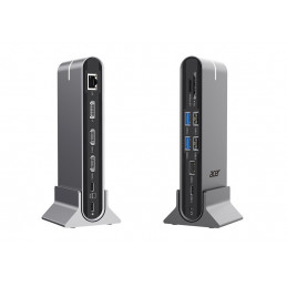 Acer HP.DSCAB.022 kannettavien tietokoneiden telakka ja porttitoistin Langallinen USB 3.2 Gen 1 (3.1 Gen 1) Type-C Hopea
