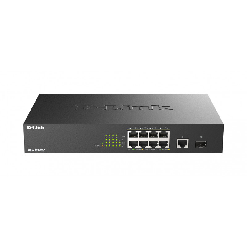 D-Link DGS-1010MP E verkkokytkin Hallitsematon L2 Gigabit Ethernet (10 100 1000) Power over Ethernet -tuki 1U musta