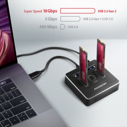 Axagon ADSA-M2C tallennusaseman telakointiasema USB 3.2 Gen 2 (3.1 Gen 2) Type-C musta