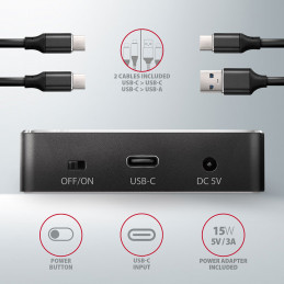 Axagon ADSA-M2C tallennusaseman telakointiasema USB 3.2 Gen 2 (3.1 Gen 2) Type-C musta