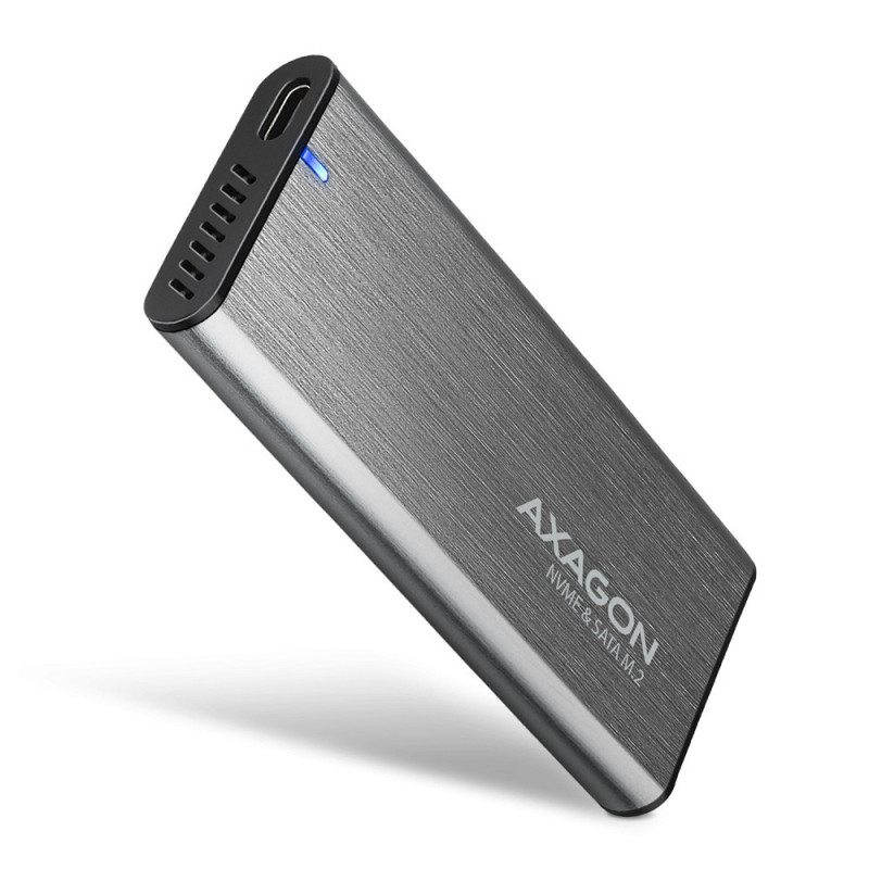 Axagon EEM2-SG2 tallennusaseman kotelo SSD-kotelo Harmaa M.2