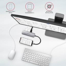 Axagon HMC-5 kannettavien tietokoneiden telakka ja porttitoistin Langallinen USB 3.2 Gen 1 (3.1 Gen 1) Type-C Harmaa