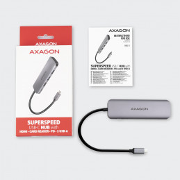 Axagon HMC-5 kannettavien tietokoneiden telakka ja porttitoistin Langallinen USB 3.2 Gen 1 (3.1 Gen 1) Type-C Harmaa