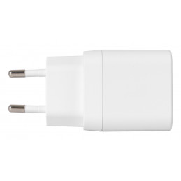 Deltaco USB-seinälaturi, 2x USB-A, 12 W per portti, maksimiteho yhteensä 12 W, valkoinen