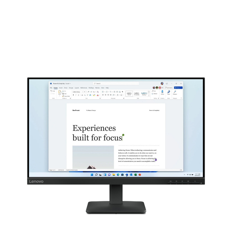 Lenovo L24-4e tietokoneen litteä näyttö 60,5 cm (23.8") 1920 x 1080 pikseliä Full HD LCD Musta