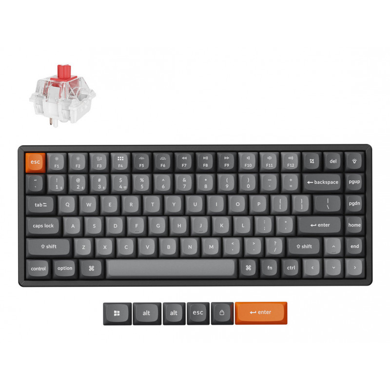 Keychron K2 Max näppäimistö Universaali USB + RF Wireless + Bluetooth QWERTY Pohjoismainen Musta, Harmaa