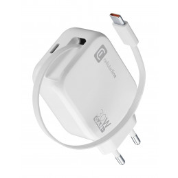 Cellularline Retractable Power 30W Kuulokkeet, Universaali Valkoinen AC Pikalataus Sisätila