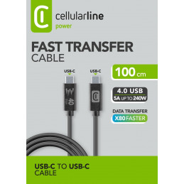 Cellularline 8018080483868 USB-kaapeli 1 m USB C Musta
