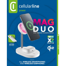 Cellularline 8018080491917 Kuulokkeet, Universaali Valkoinen AC Langaton lataaminen Pikalataus Sisätila