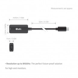 CLUB3D CAC-2505 videokaapeli-adapteri 0,12 m USB Type-C HDMI + USB Musta