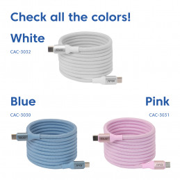 CLUB3D CLUB 3D USB-C Magnetic-Coil Cable White USB-kaapeli 2 m USB C Valkoinen