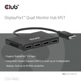 CLUB3D CSV-7400 videohaaroitin DisplayPort 4x DisplayPort