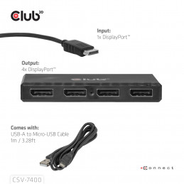 CLUB3D CSV-7400 videohaaroitin DisplayPort 4x DisplayPort