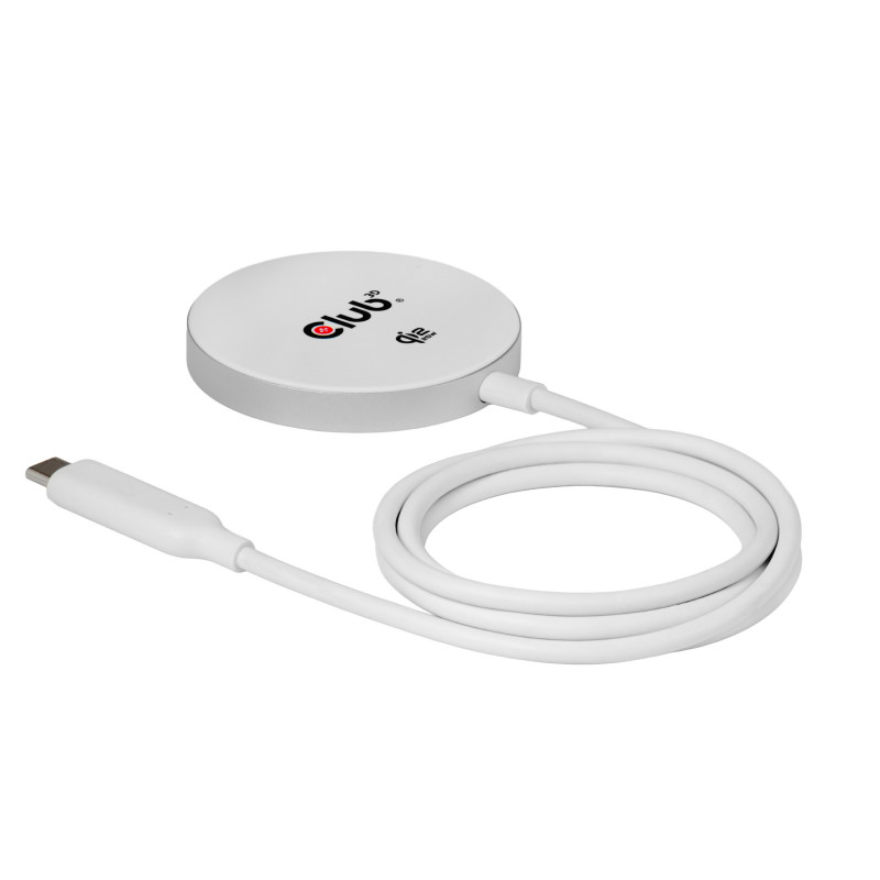 CLUB3D CAC-3026 Qi2 25W langaton laturi, valkoinen Qi 2.2 MagSafe -yhteensopiva magneettinen alusta