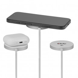 CLUB3D CAC-3026 Qi2 25W langaton laturi, valkoinen Qi 2.2 MagSafe -yhteensopiva magneettinen alusta